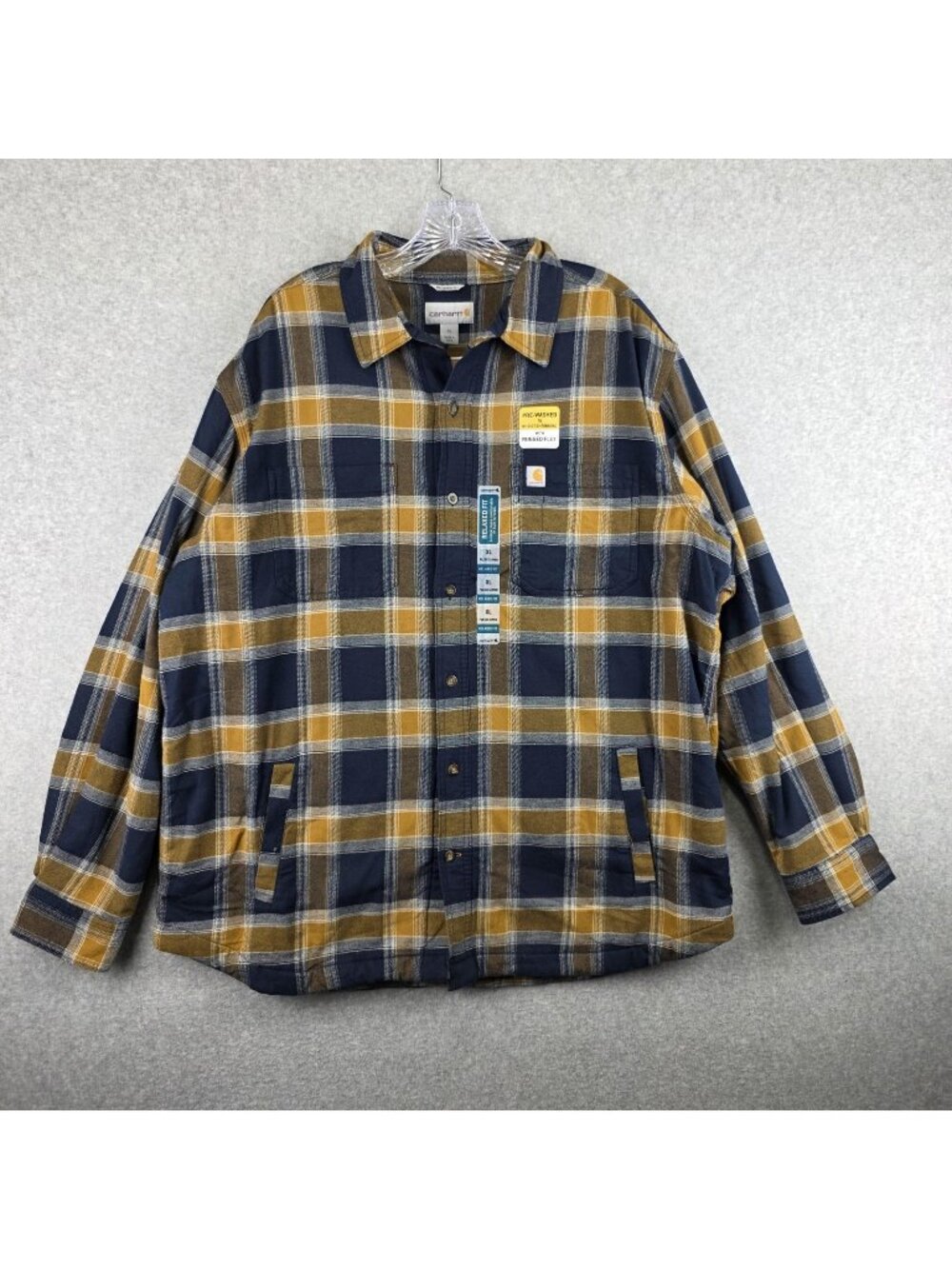 Carhartt 104450 Shirt Jac Mens XL Plaid Fleece Lined Rugged Flex Relaxed Fit